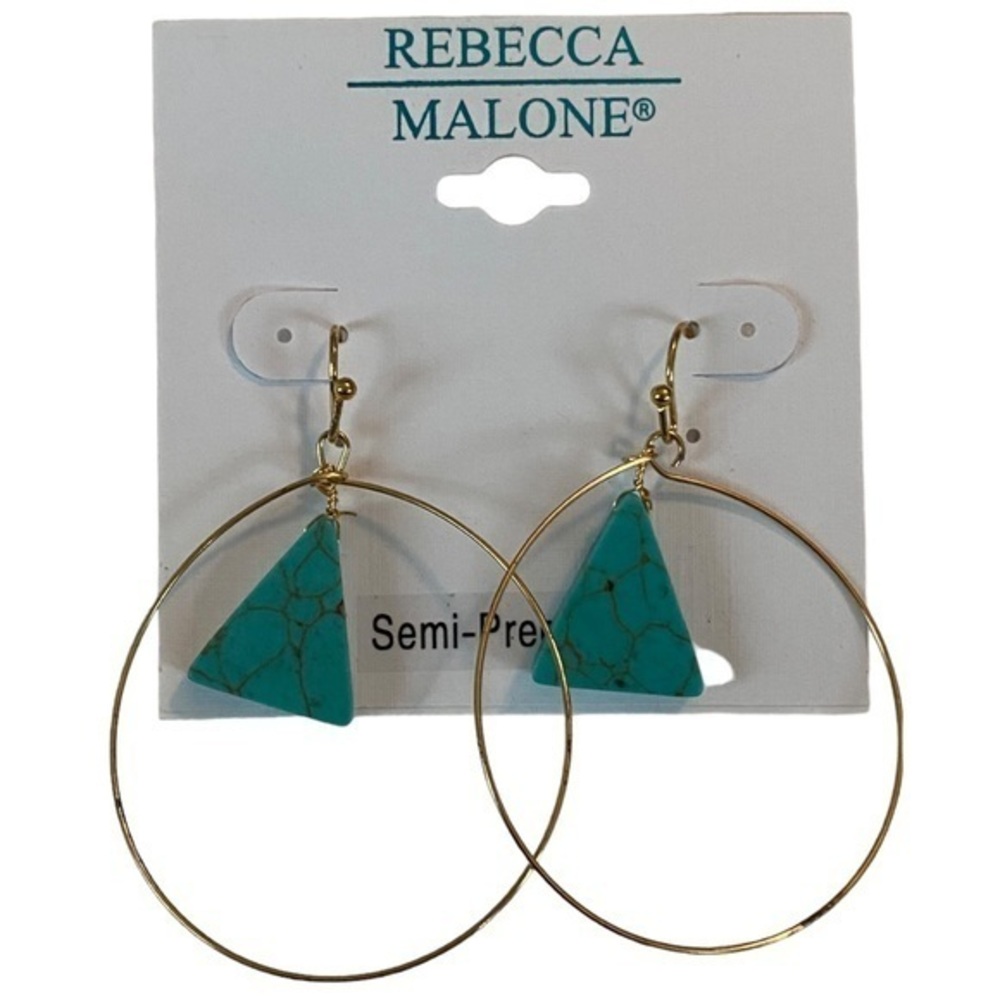 Rebecca Malone Triangle Gemstone Teardrop‎ Earrings